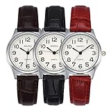 JSDDE Uhren Damen Einfache Stil Armbanduhr Quarzuhr Bambusknoten Lederarmband Uhr Arabische Ziffern...