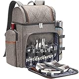 Picknick-Rucksack für 4 Personen, Picknickkorb-Set, auslaufsichere Picknicktasche,...