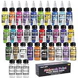 HOMY ARTY Airbrush Farbe, 30 Farben mit 3 dünner Airbrush Lack Set, Wasserbasierte Luftbürste...