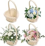 4 Stück Blumenmädchen Korb - 12 X 10 Cm Körbe Für Blumenmädchen, Herzförmiger Gewebter Korb...
