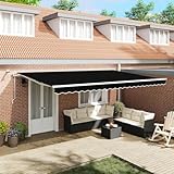 Qnhdfrt Automatische Ausziehbare Markise mit LED Schwarz 500x350 cm für Balkon und Terrasse,...