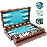 Pointworks 20 Zoll große Backgammon-Sets für Erwachsene, Grünes Backgammonbrett, Massivholz...