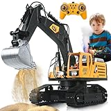 FUYLEY Ferngesteuerter Bagger Spielzeug für Jungen, 14 Kanal 2,4Ghz RC Bagger Metall Schaufel mit...