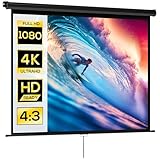 HOMCOM Projektionsleinwand für Heimkino, 84 Zoll, 4:3, 4K HD, Wand- oder Deckenmontage, 181 x 8 x...