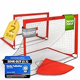 SleekSkills Kinder Fußballtor [2er Set] für Zuhause, Garten und Outdoor - Faltbar mit Verstärkten...