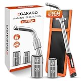 Gakago Teleskop Radmuttern-Schlüssel Set mit 17/19mm & 21/23mm Steckschlüssel-Einsatz 1/2 Zoll -...