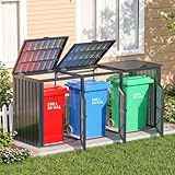YODOLLA Mülltonnenbox 3er, Mülltonnenverkleidung 3 Tonnen bis 240L, Abschließbar Gartenschrank...