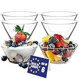 LAV Dessertschalen Glas Set 6, 345ml BLEI FREI Glas Schüsseln, Stapelbare Glasschalen,...