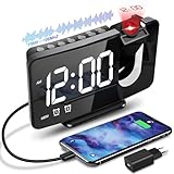 Anykuu Projektionswecker Wecker mit FM-Radio Snooze-Doppelgong USB-Anschluss 3 Helligkeitsstufen...