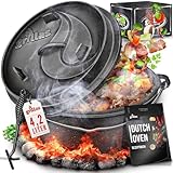 grillas Dutch Oven Set inkl. Rezeptideen | bereits eingebrannt - preseasoned | Feuertopf Gusseisen I...