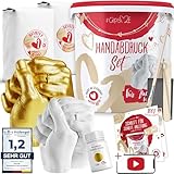 GipsME 3D Handabdruck Set für Paare mit Farbe metallic Gold [ MADE in GERMANY ] Jahrestag Geschenk...