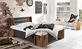 BMG Möbel Futonbett Graz in Old Style/Anthrazit Bett Holzbett Doppelbett 140x200 cm Made in Germany...