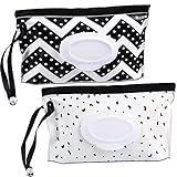 2 Feuchttücher Tasche für Babys,Feuchttücher Tasche für Unterwegs,Wiederverwendbar Wet Wipe...