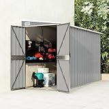 Gartenhaus Metall Grau 118x288x178 cm Verzinkter Stahl Doppeltüren für Werkzeuge Gartenmöbel...