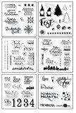 Silikonstempel Weihnachten Deutsch, 6 Blätter Clear Stamp Weihnachten, Frohe Weihnachten...