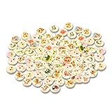 Zeayebsr 50pcs wunderschöne Holzknöpfe rund Natur knöpfe Kinder-holzknöpfe,Aufdruck- holzknöpfe...