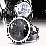 MIRTHBUY 5.75 Zoll LED Motorrad Scheinwerfer Frontscheinwerfer Angel Eye weißer für...