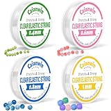 Caianwin Elastische Schmuckfaden Set, 4 Spule Gummiband für Armbänder 0.4mm 0.6mm 0.8mm 1mm...