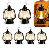 Johiux 6 Stück Schwarz Mini Laterne LED,Kleine Laterne Halloween Deko,Tischdeko Weihnachten,Mini...