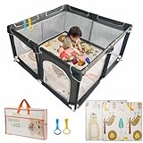 Laufgitter baby Laufstall mit Spielmatte Schaumstoffschutz, Rutschfester, Transparentes...