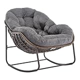dowowdo Outdoor Schaukelstuhl mit Rattan – Bequemer Loungesessel mit gepolsterter Sitzfläche,...