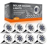 FLOWood Solar Bodenleuchte Solarleuchte für Garten Solar Außenleuchte 8 LEDs wasserdicht Edelstahl...