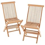 Divero 2er Set Klappstuhl Panama aus Teakholz, unbehandelt – Farbe: Natur-Braun