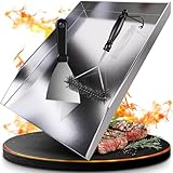 valuents Grillplatte - Plancha Grill Platte aus dickem & rostfreiem Edelstahl – 20 x 40 cm –...
