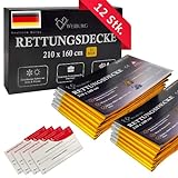 Weiburg® - 12 STK. Langlebige Rettungsdecken [210x160cm] inkl. 4X Notfallkarten - Premium-Qualität...