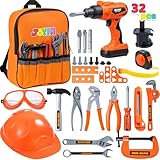 Joyin 32 Pcs Kinder Bauwerkzeug Spielzeug Set, Rucksack von Werkzeugspielzeug mit...