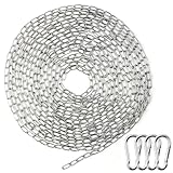 Edelstahlkette Meterware,1,5mm 8m Kette Edelstahl mit 4 Karabiner,Metall Rundstahlkette Korrosions...