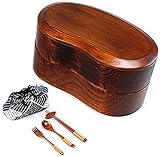 2-stufige Holz-Bento-Box, japanische Lunchbox mit 3-in-1-Fach, auslaufsichere, umweltfreundliche...