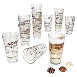 MamboCat 12er Set Candy Latte Macchiato Gläser mit Schrift-Dekor I 300 ml I stapelbare...