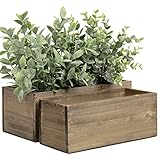 Oairse 2er Set Blumentopf Pflanzentöpfe aus Echtholz Natürliche Holzkisten rechteck Shabby Vintage...