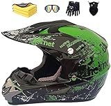 Motorradhelm,Motocross Helm,Helm Kinder,Helmets Kinder-Cross-Helm, Road Helm mit Handschuhe Maske...