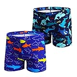 NautySaurs 2er-Pack Jungen Badehose 1–10 Jahre Kinder Bademode Dinosaurier Hai Shorts,...