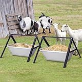 MUALROUS 2er-Pack Hochleistungs-Viehfuttertrog, Edelstahl Ziegenfutterautomat liefert 23 'Lange...
