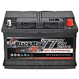 BlackMax Autobatterie 12V 77Ah 760A/EN Starterbatterie ersetzt 68Ah 70Ah 72Ah 74Ah 75Ah