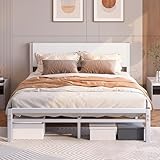 JUISSANO Polsterbett 140x200 cm Doppelbett,Bettgestell mit Kopfteil,Metallbett 140x200 mit...