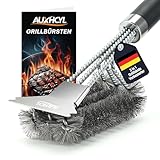 AUXHCYL Grillbürste Edelstahl, 3-in-1 Grill Bürste mit Schaber, PP Wärmedämmung Drahtbürste...