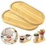 YIMETOP 2 Stück Dekotablett Holz, Oval, Eiche, 175x90x10 mm, Skandinavisch, Servieren, Dekorieren,...