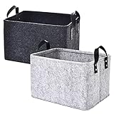 2 Stück Filzkorb Aufbewahrungsboxen Filz Filzkörbe mit Zwei Griffen Faltbare Filz...
