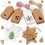 Orifinter Geschenkanhänger Weihnachten, 100 Stück Weihnachtsanhänger, Anhänger Weihnachten in 6...