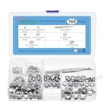 METALLIXITY Sechskantmutter Sortiment Kit (#4-40#6-32#8-32#10-32 1/4'-20 5/16'-18 3/8'-16) 160Stk...