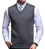 FULIER Herren Winter V-Ausschnitt Sleeveless Weste Classic Business Gentleman Strickwaren Strick...