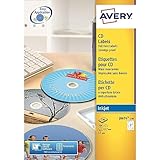 Avery Zweckform, J8676-100, CD-Etiketten, 100 Blatt, SuperSize-Spezialformat, bis 2880 dpi, schnell...