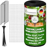 TTL Garden 3x4m Vogelschutznetz Laubnetz 20g/m² schwarz - 12x12mm Masche engmaschig 12m² 1 Faden...
