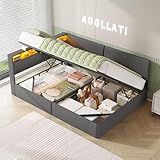 AOGLLATI Polsterbett Schlafsofa 140x200 mit USB-Steckdosen & hydraulischem Stauraum, Betten 140x200...