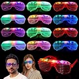 Mikulala 12 Stück Led Brille Neon Partybrille Festival Leuchtbrille Rave Shutter Shades Brille...