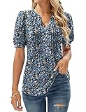 EFFAN T-Shirt Tunika Damen Sommer Longshirt Blumen Tops Elegant Lässig Tuniken Leicht Sommerbluse...